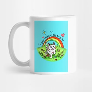 You make my day brighter -  Happy rainbow cat Mug